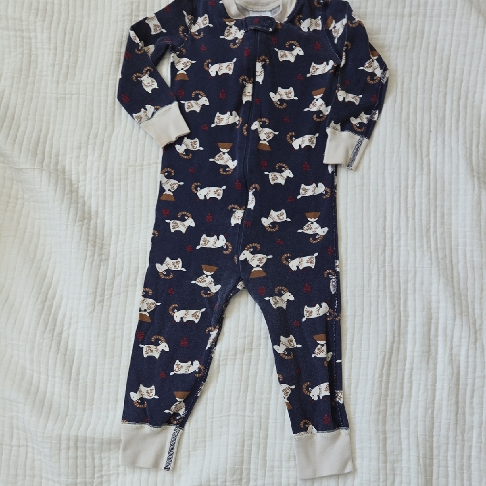 Hanna Andersson Navy Footie with Ram Print